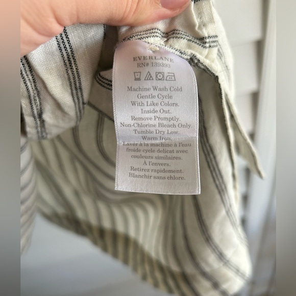 Everlane Cream with Black Stripes Linen button down dress - Picture 7 of 7